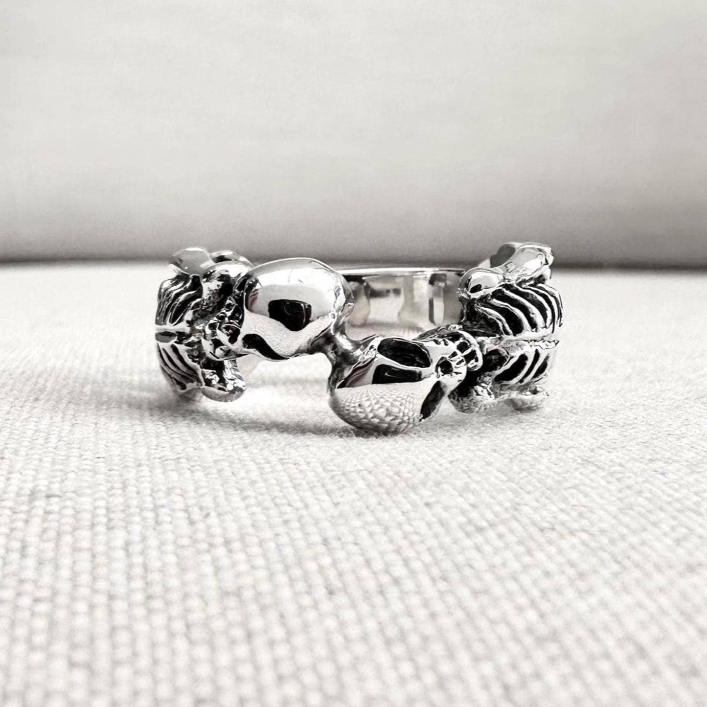 Skeleton Skull Gothic Punk Biker Ring