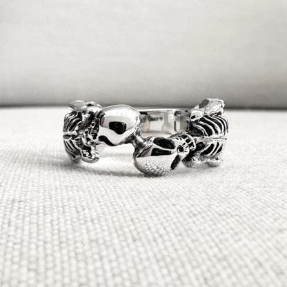Skeleton Skull Gothic Punk Biker Ring