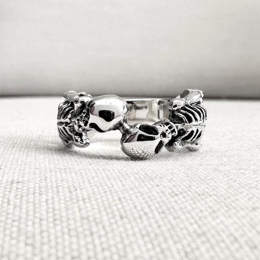 Skeleton Skull Gothic Punk Biker Ring