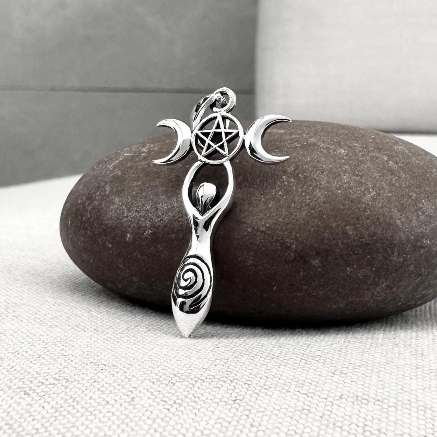 Triple Moon Goddess Luna Deity Pendant/Necklace