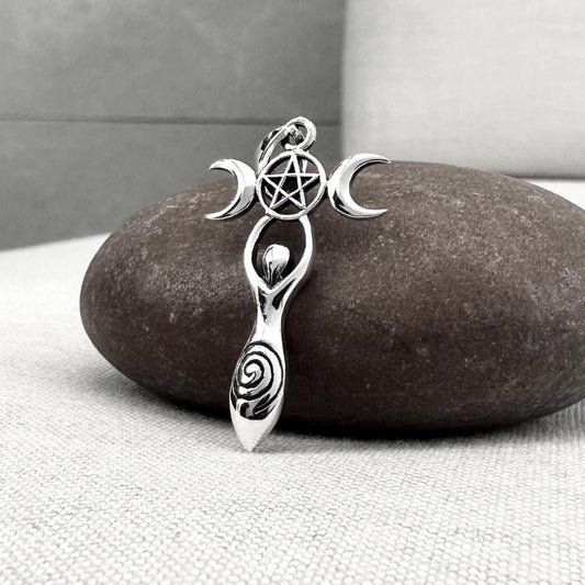 Triple Moon Goddess Luna Deity Pendant/Necklace