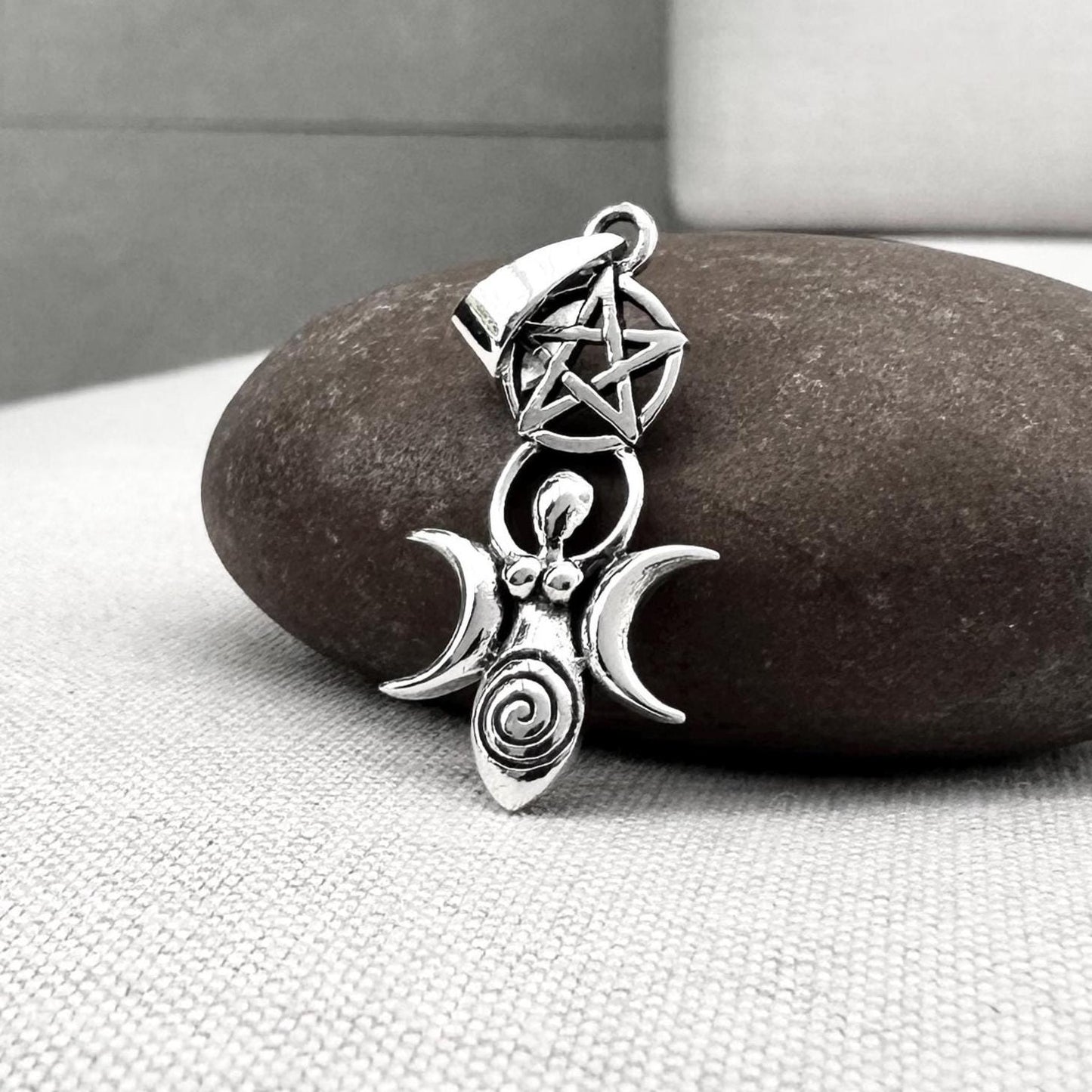 Triple Moon Goddess Luna Deity Pendant/Necklace