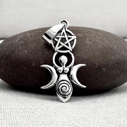 Triple Moon Goddess Luna Deity Pendant/Necklace