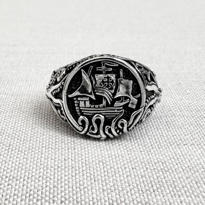 Tall Ship Sailor Amulet Ring