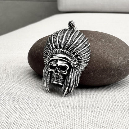 Indian Native American Skull Chieftain Pendant/Necklace