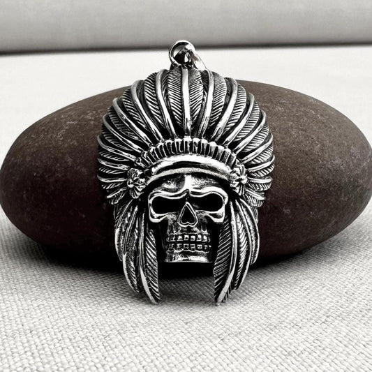 Indian Native American Skull Chieftain Pendant/Necklace