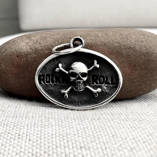 Skull Rock N Roll Punk Biker Pendant/Necklace