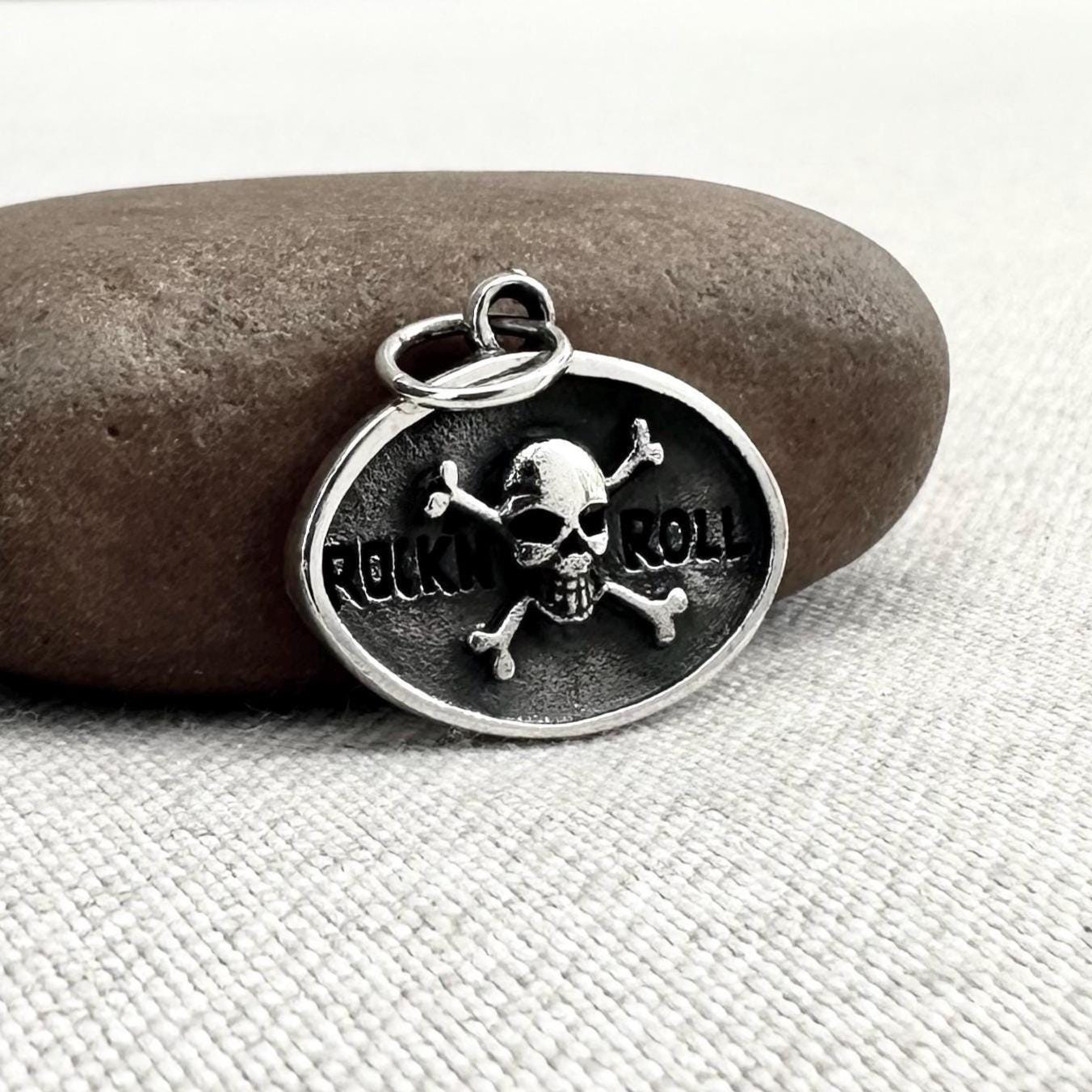 Skull Rock N Roll Punk Biker Pendant/Necklace