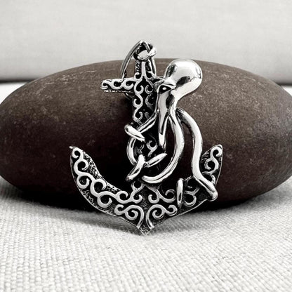 Handcrafted 925 Sterling Silver Anchor Pirate Sailor Amulet Octopus Pendant/Necklace Jewelry Accessories VINTZ