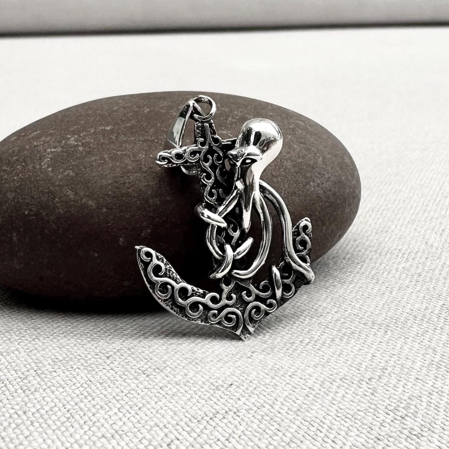 Handcrafted 925 Sterling Silver Anchor Pirate Sailor Amulet Octopus Pendant/Necklace Jewelry Accessories VINTZ