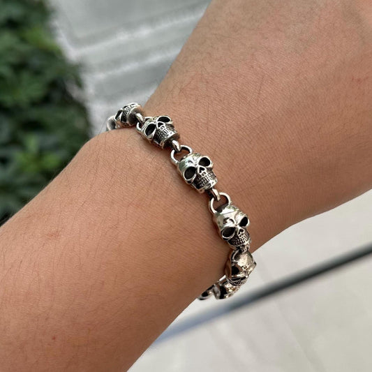 Skull Punk Skeleton Gothic Biker Chain Bracelet