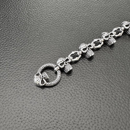 Skull Punk Skeleton Gothic Biker Chain Bracelet