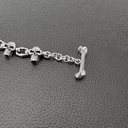 Skull Punk Skeleton Gothic Biker Chain Bracelet
