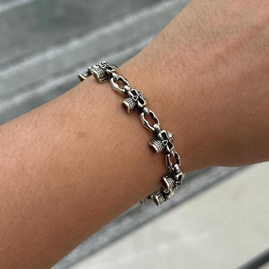 Skull Punk Skeleton Gothic Biker Chain Bracelet