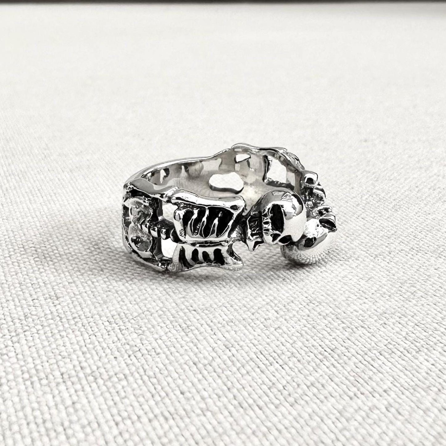 Skeleton Skull Gothic Punk Biker Ring