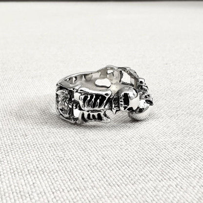 Skeleton Skull Gothic Punk Biker Ring