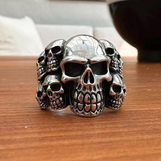 Skull Heavy Gothic Punk Biker Skeleton Ring