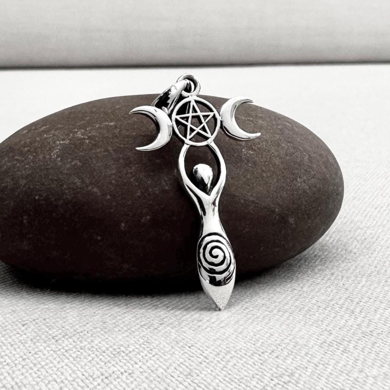 Triple Moon Goddess Luna Deity Pendant/Necklace