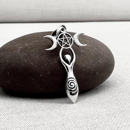 Triple Moon Goddess Luna Deity Pendant/Necklace