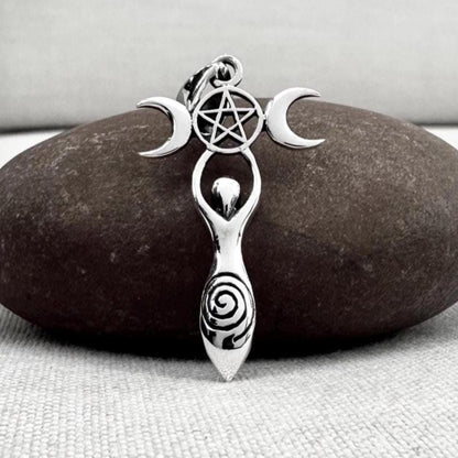 Triple Moon Goddess Luna Deity Pendant/Necklace