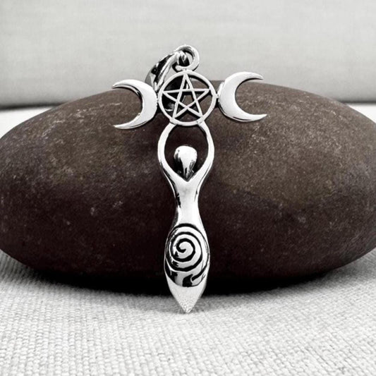 Triple Moon Goddess Luna Deity Pendant/Necklace