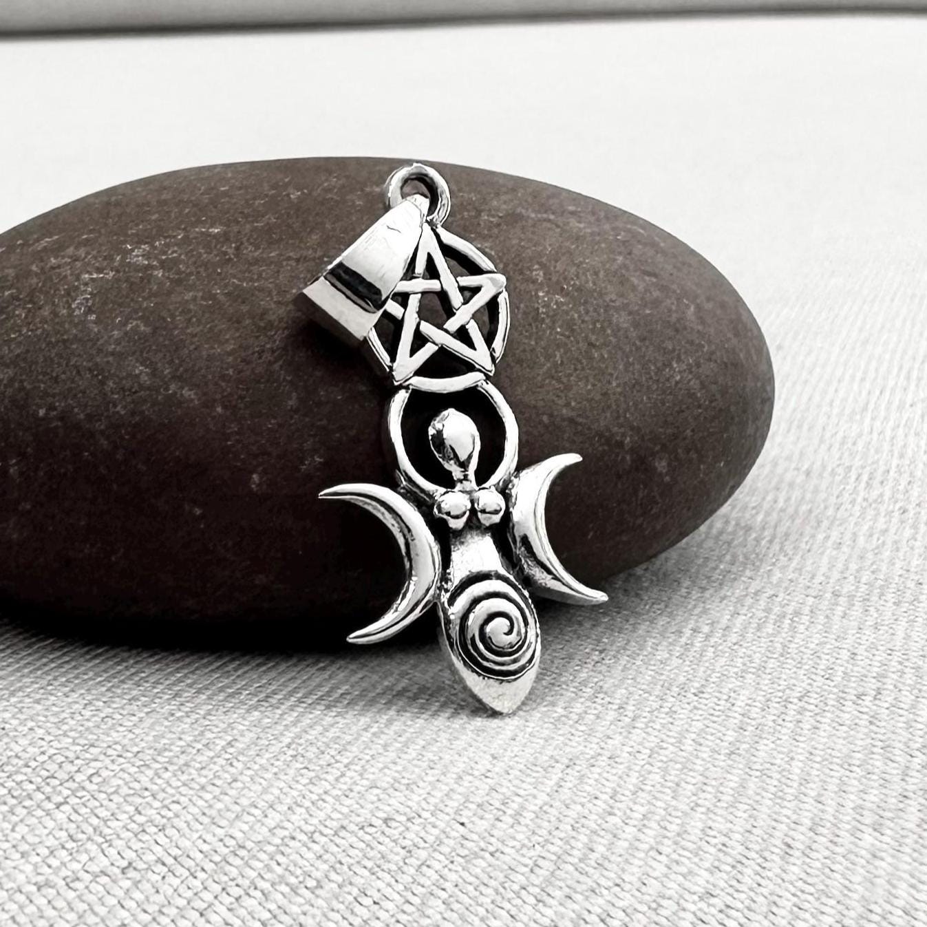 Triple Moon Goddess Luna Deity Pendant/Necklace