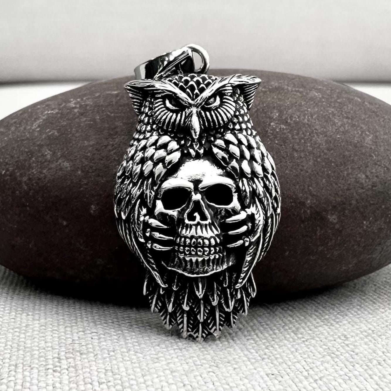 Skull Gothic Punk Biker Owl Pendant/Necklace