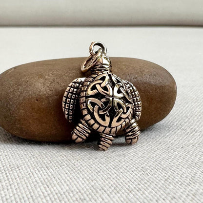 Bronze Turtle Celtic Knot Tortoise Pendant/Necklace