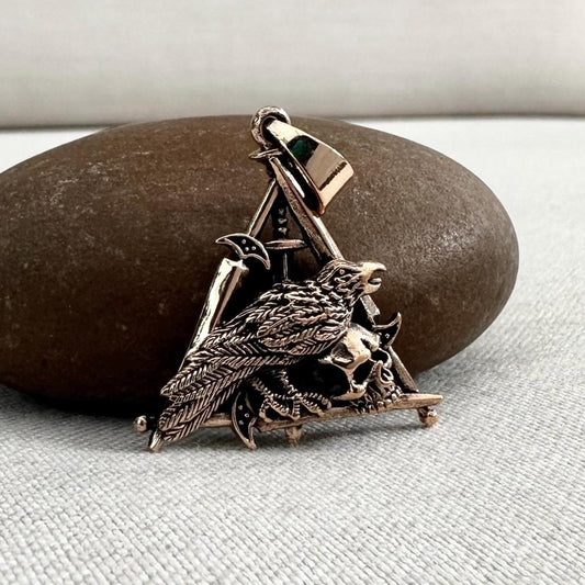 Bronze Odin's Raven Viking Bird Crow Norse Pendant/Necklace