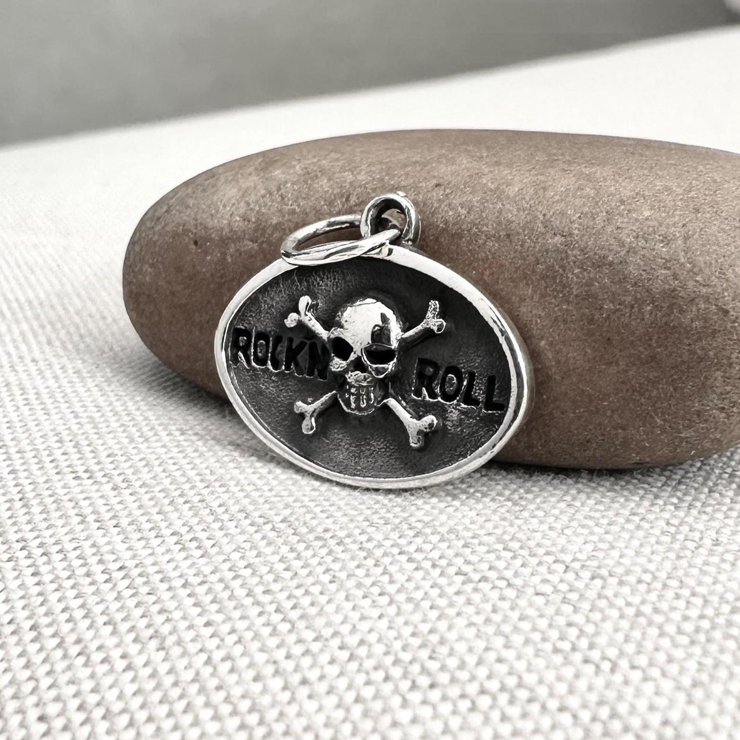 Skull Rock N Roll Punk Biker Pendant/Necklace