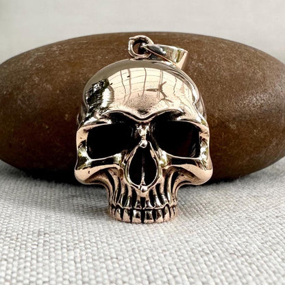 Bronze Skull Gothic Punk Biker Skeleton Pendant/Necklace