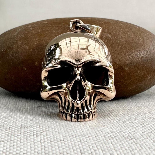 Bronze Skull Gothic Punk Biker Skeleton Pendant/Necklace