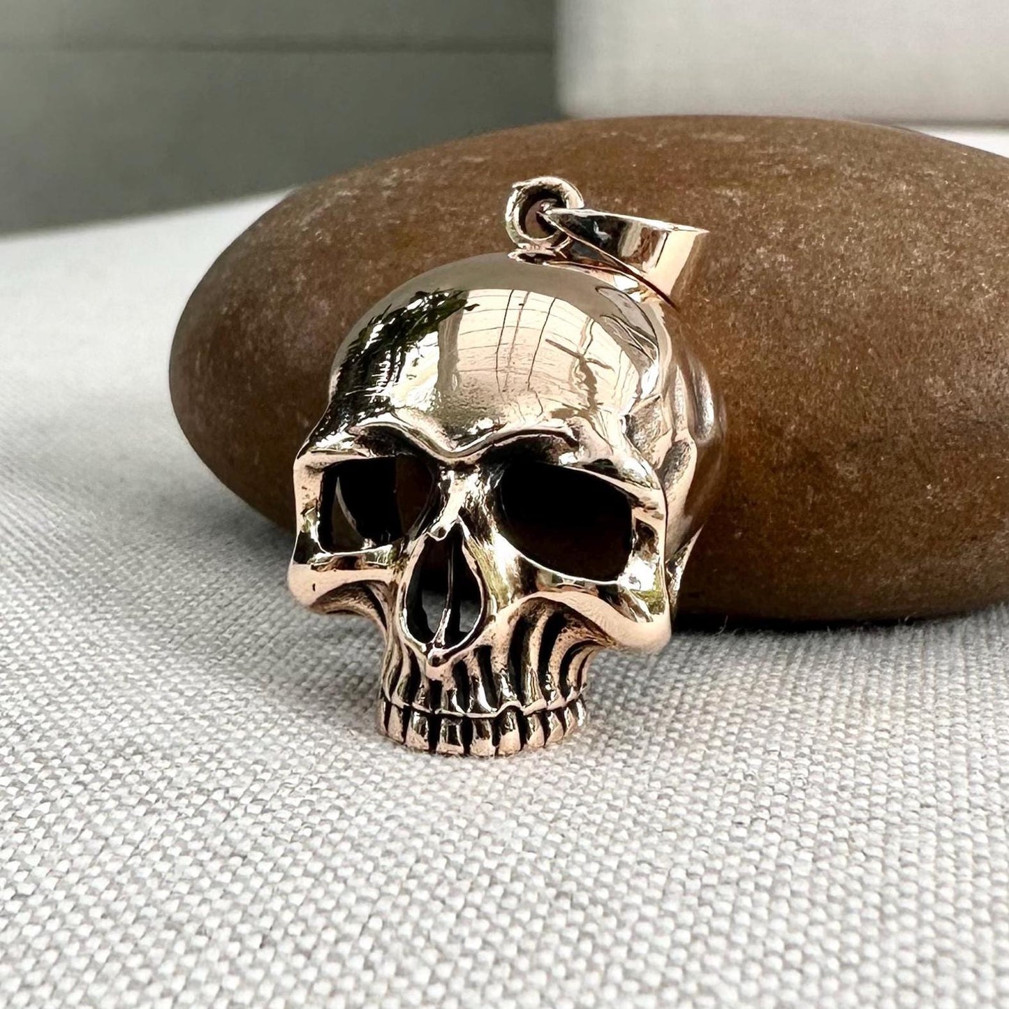 Bronze Skull Gothic Punk Biker Skeleton Pendant/Necklace
