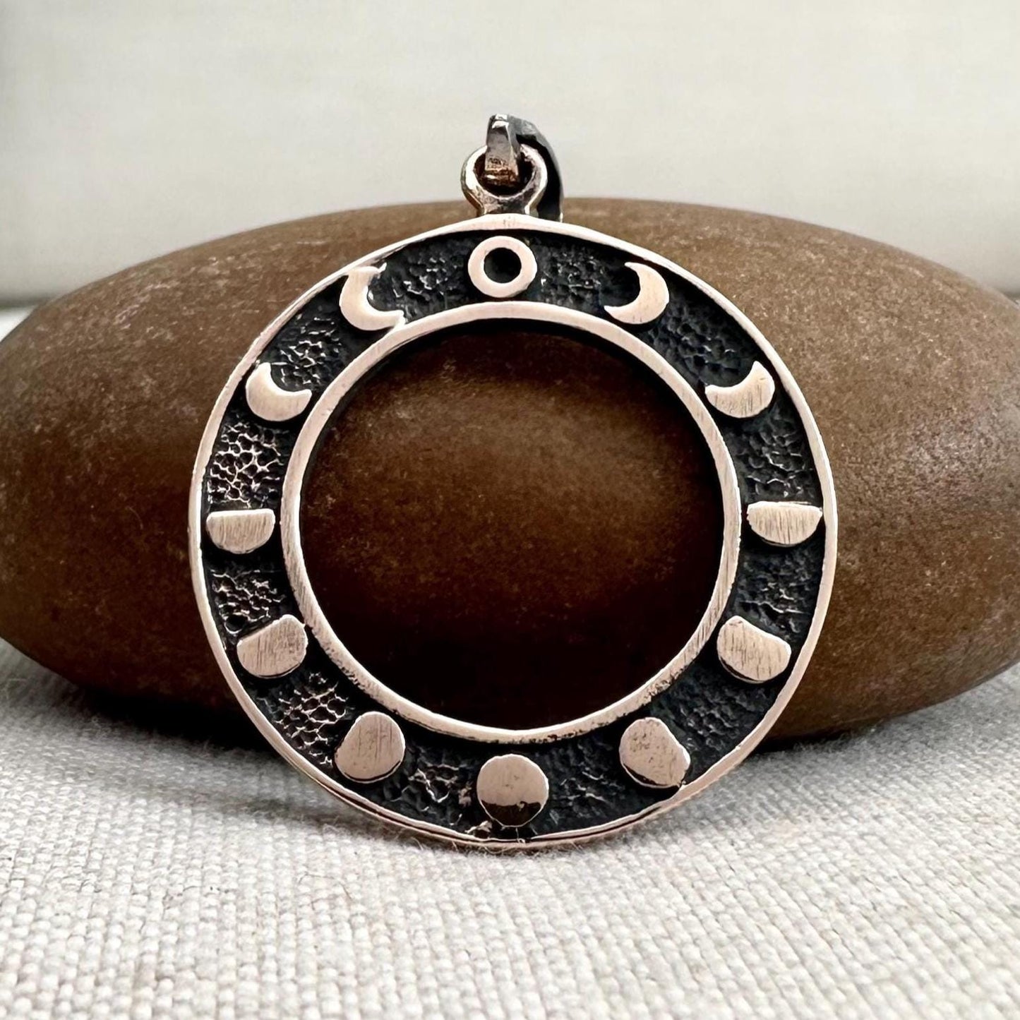 Bronze Eclipse Moon Phase Lunar Circle Pendant/Necklace