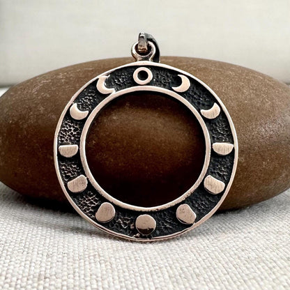Bronze Eclipse Moon Phase Lunar Circle Pendant/Necklace