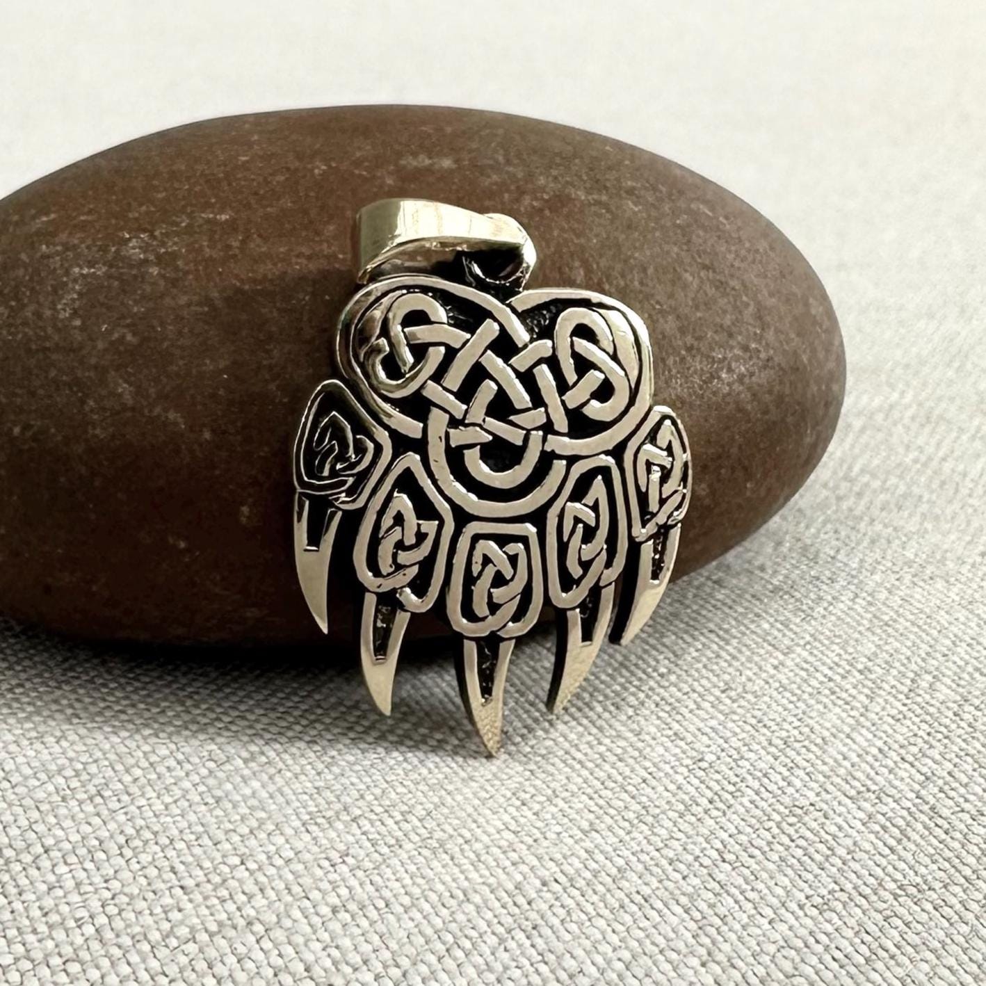 Brass Bear Paw Viking Impress of Veles Fist Pendant/Necklace