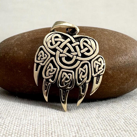 Brass Bear Paw Viking Impress of Veles Fist Pendant/Necklace