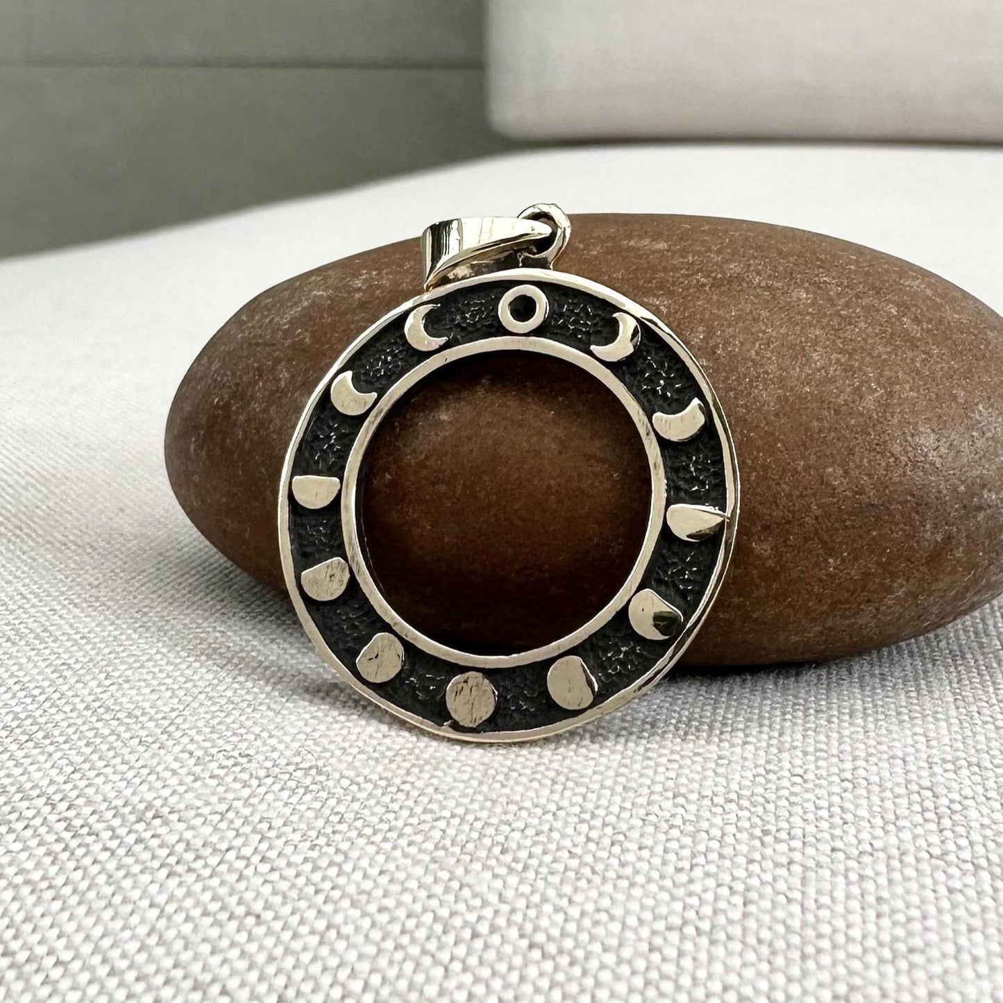 Brass Eclipse Moon Phase Lunar Pendant/Necklace