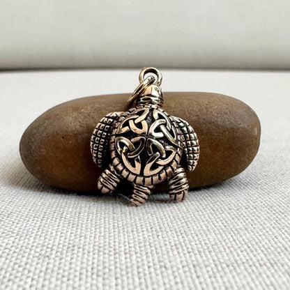 Bronze Turtle Celtic Knot Tortoise Pendant/Necklace