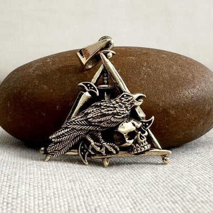Brass Odin's Raven Viking Crow Pendant/Necklace