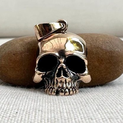 Handcrafted Bronze Skull Gothic Punk Biker Skeleton Pendant/Necklace Fashion Accessories Jewelry Gift VINTZ