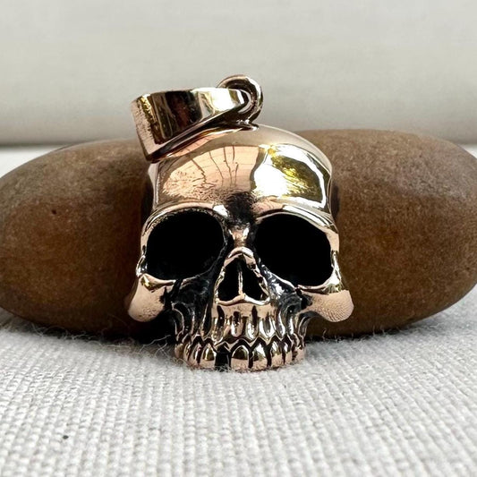 Handcrafted Bronze Skull Gothic Punk Biker Skeleton Pendant/Necklace Fashion Accessories Jewelry Gift VINTZ