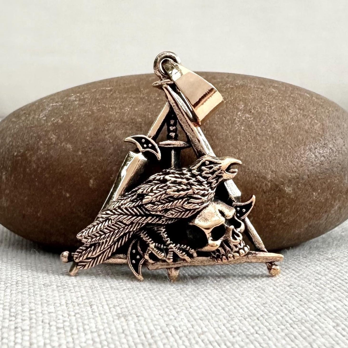 Bronze Odin's Raven Viking Bird Crow Norse Pendant/Necklace