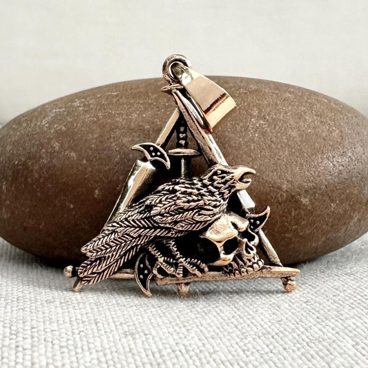 Bronze Odin's Raven Viking Bird Crow Norse Pendant/Necklace
