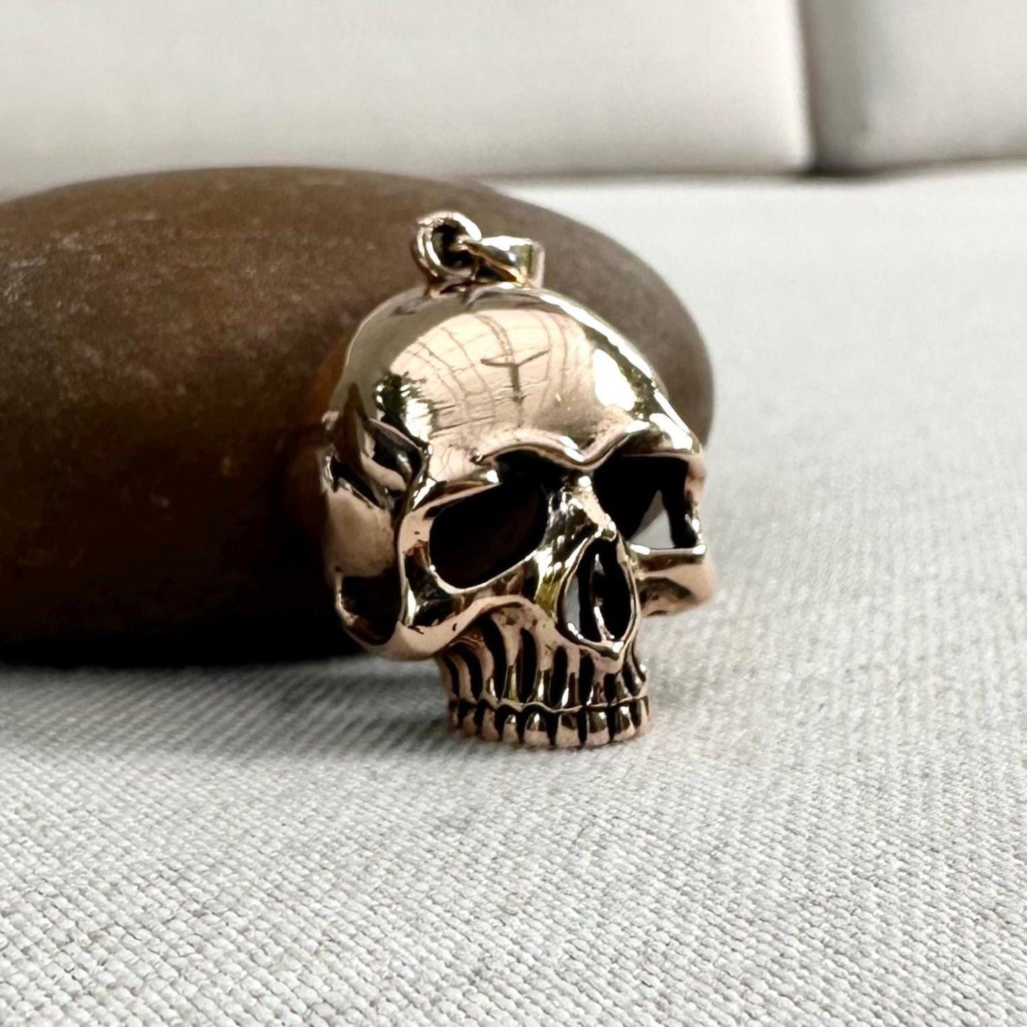 Bronze Skull Gothic Punk Biker Skeleton Pendant/Necklace