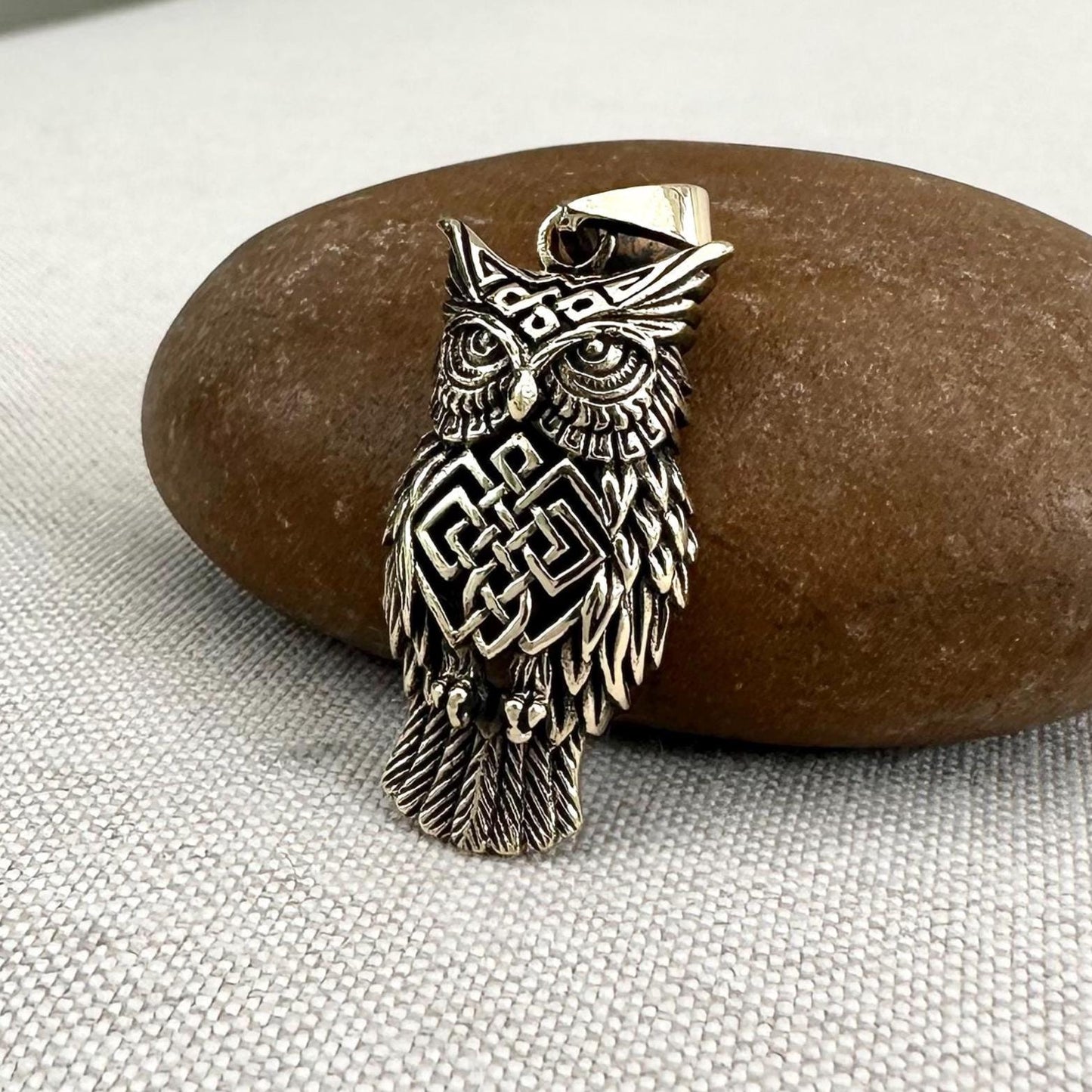 Brass Owl Bird Celtic Knot Pendant/Necklace