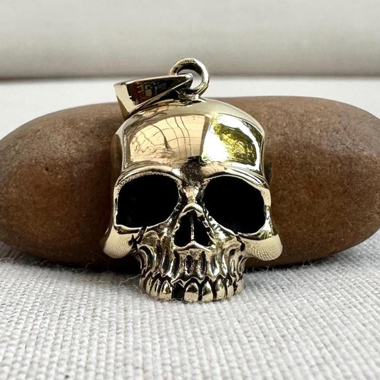 Brass Skull Gothic Punk Biker Skeleton Pendant/Necklace