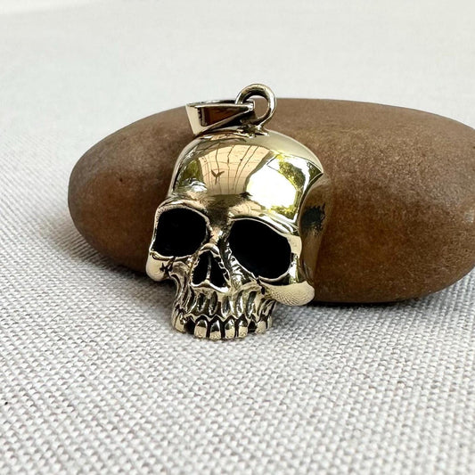 Brass Skull Gothic Punk Biker Skeleton Pendant/Necklace