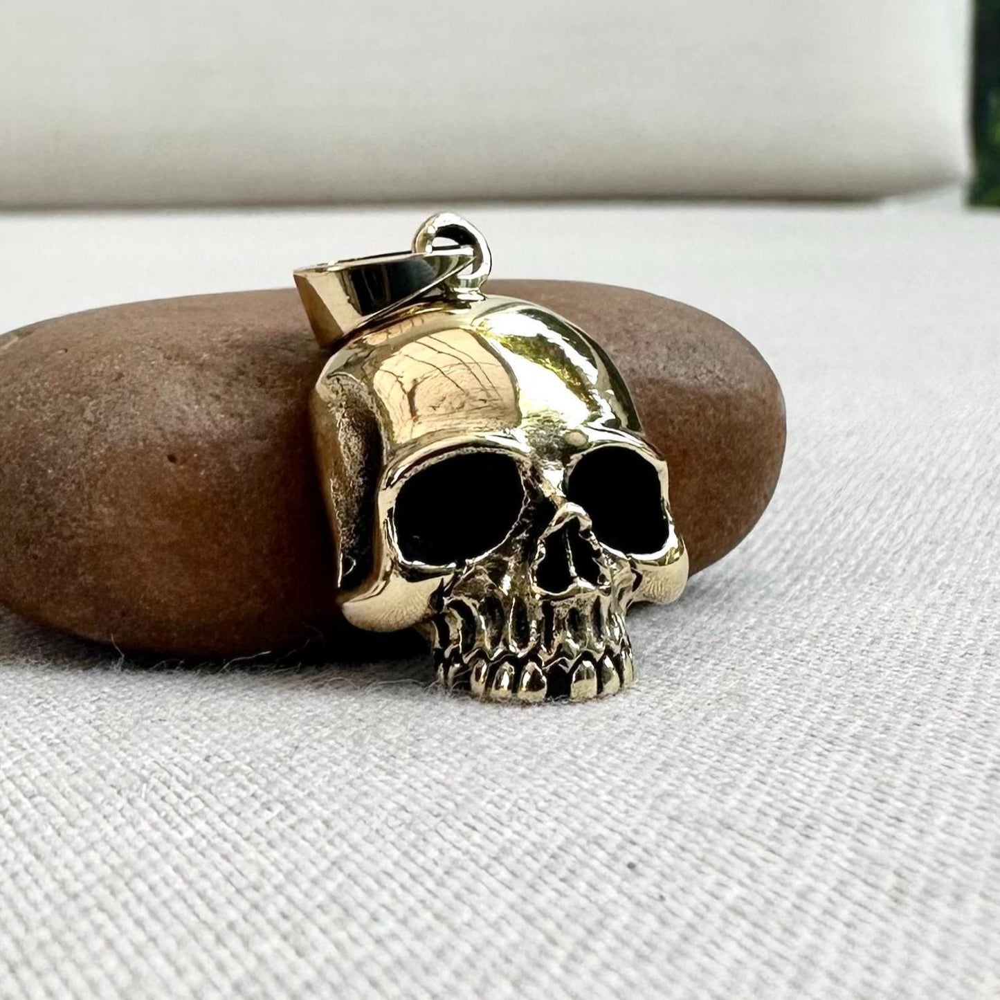 Brass Skull Gothic Punk Biker Skeleton Pendant/Necklace