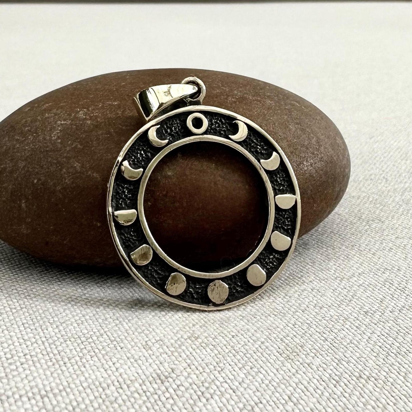 Brass Eclipse Moon Phase Lunar Pendant/Necklace